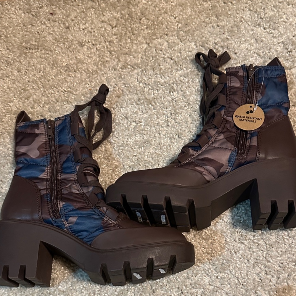 Steve Madden Brown and Blue Combat Boots